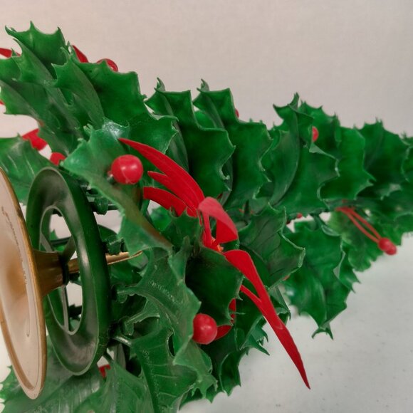Vintage Noel Decorations Christmas Tree Holly Berry Foliage Plastic Kitchy 12" - Picture 13 of 14